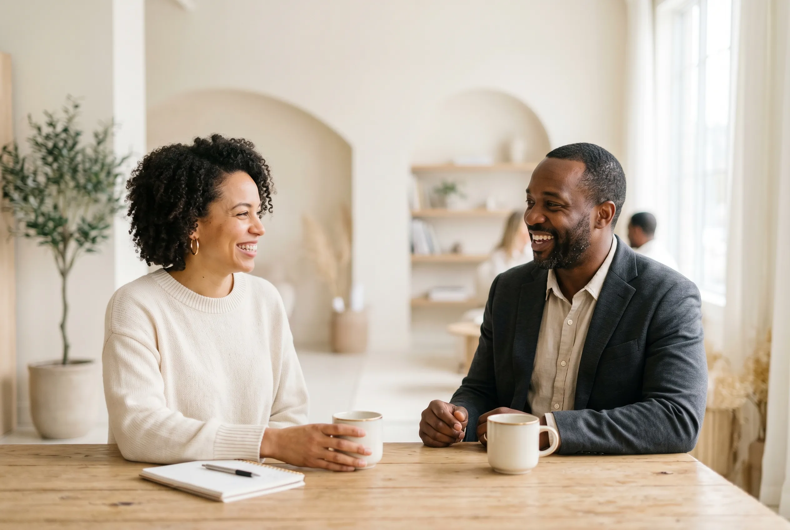 A warm conversation between two professionals